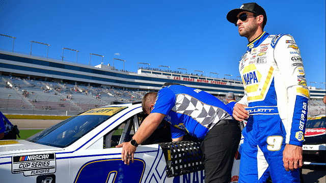 NASCAR Cup Series driver Chase Elliott (9) during qualifying for the South Point 400 at Las Vegas Motor Speedway.