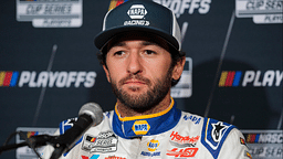 Chase Elliott speaks to media members during the NASCAR Playoffs Media Day at the Charlotte Convention Center.