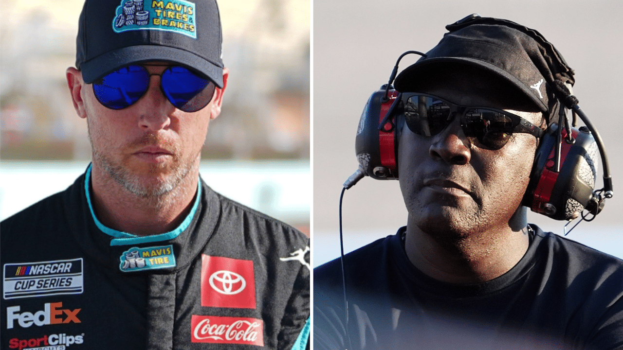 (L-R) Denny Hamlin and Michael Jordan