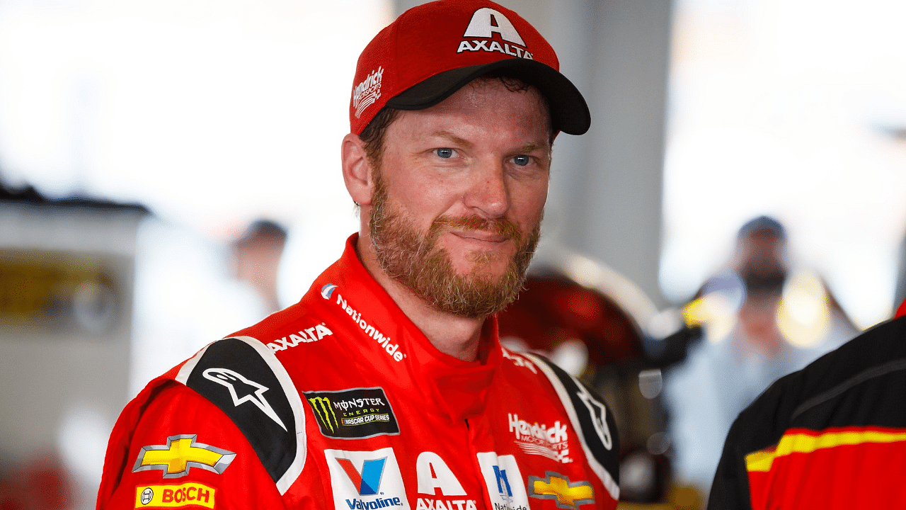 NASCAR Cup Series driver Dale Earnhardt Jr during practice for the Ford EcoBoost 400 at Homestead-Miami Speedway.