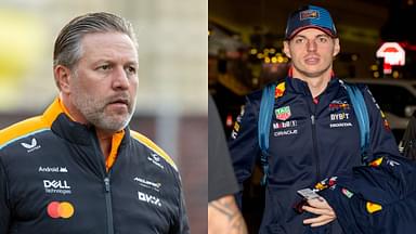 Zak Brown (L) and Max Verstappen (R)