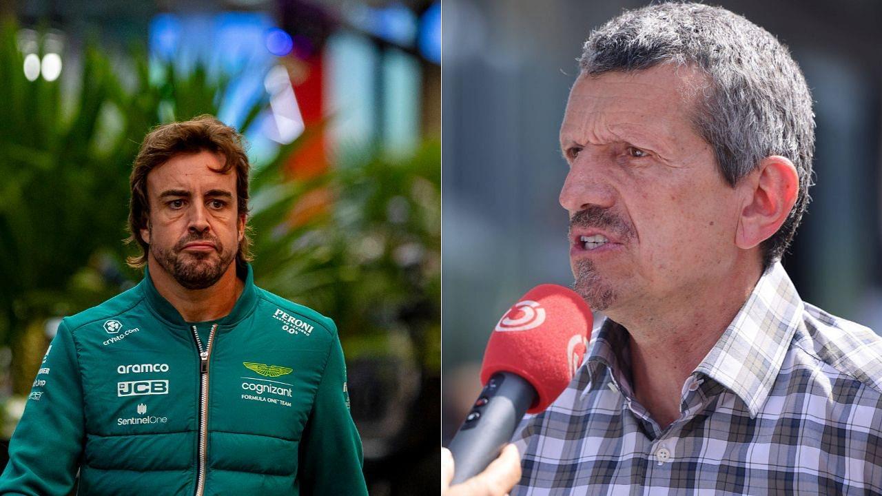 Guenther Steiner(L), Fernando Alonso(R)