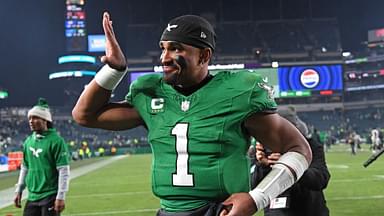 Philadelphia Eagles quarterback Jalen Hurts (1) walks off the field after win against the Jacksonville Jaguars at Lincoln Financial Field.