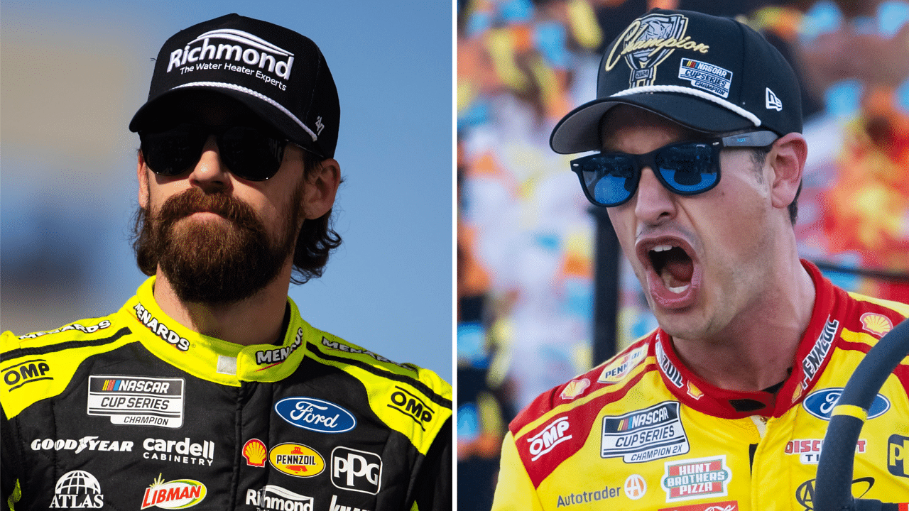 (L-R) NASCAR Cup Series champions Ryan Blaney and Joey Logano