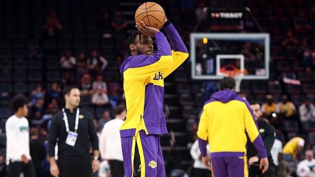 Los Angeles Lakers guard Bronny James (9) shoots during warm ups prior to the game against the Memphis Grizzlies at FedExForum.