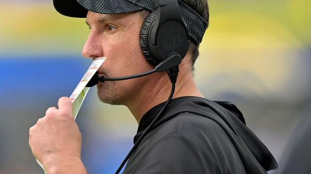 New Orleans Saints head coach Dennis Allen on the sidelines in the second half against the Los Angeles Chargers at SoFi Stadium.