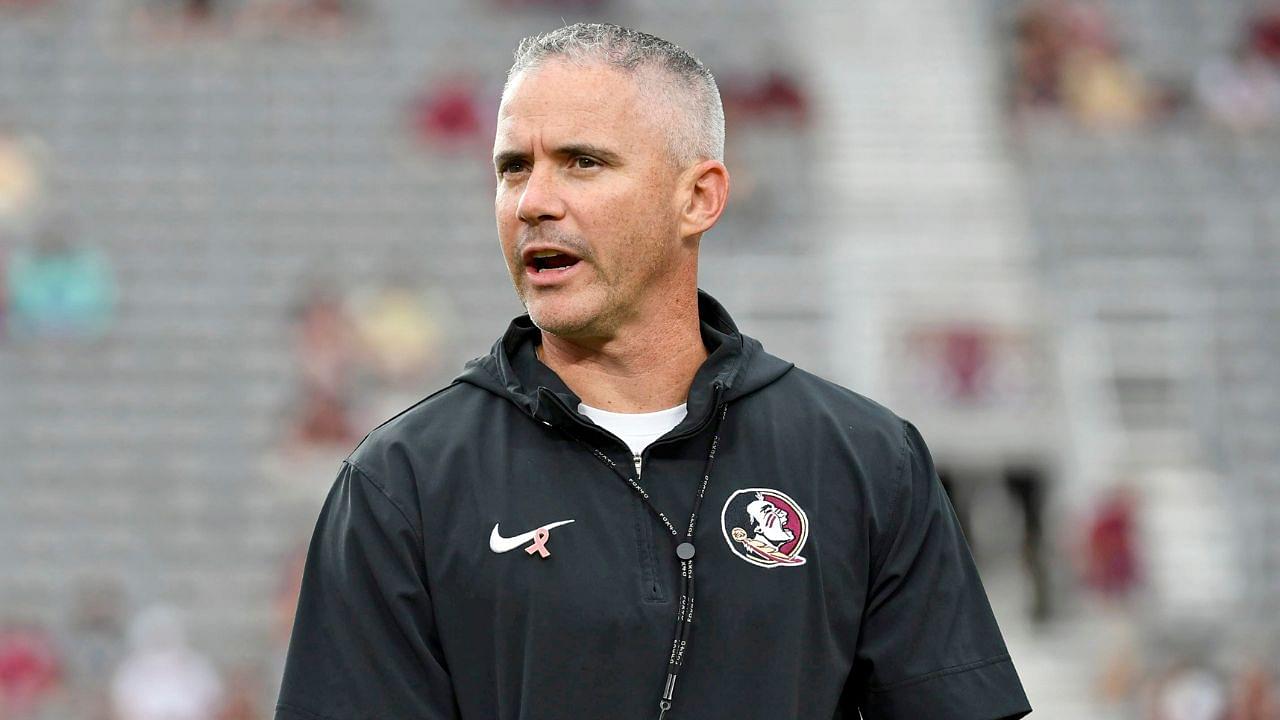 Florida State Seminoles head coach Mike Norvell reacts before the game against the Clemson Tigers at Doak S. Campbell Stadium. 