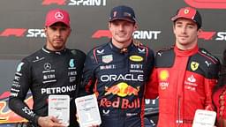 Formula 1 Lenovo United States Grand Prix 2023 ,in the picture Max Verstappen NLD , Oracle Red Bull Racing, winner of the sprint race, 2 place for Charles Leclerc MCO , Scuderia Ferrari, 3 place in the sprint race for Lewis Hamilton GBR , Mercedes AMG