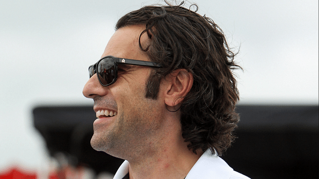 Verizon IndyCar Series former driver Dario Franchitti stands on pit road prior to the ABC Supply 500 at Pocono Raceway.