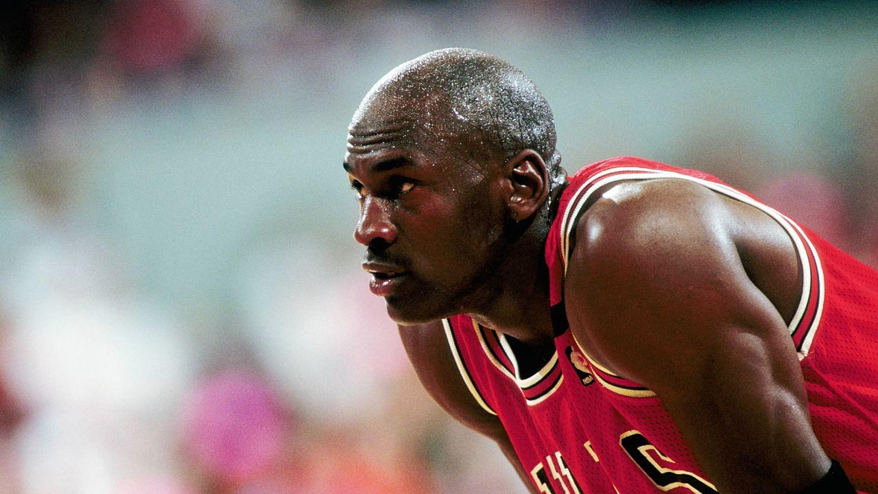 Chicago Bulls guard Michael Jordan (23) against the Portland Trail Blazers during the 1992 season at Memorial Coliseum