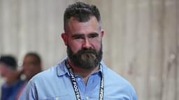 Oct 7, 2024; Kansas City, Missouri, USA; Former NFL player Jason Kelce enters the stadium via a player’s tunnel prior to a game against the New Orleans Saints at GEHA Field at Arrowhead Stadium.