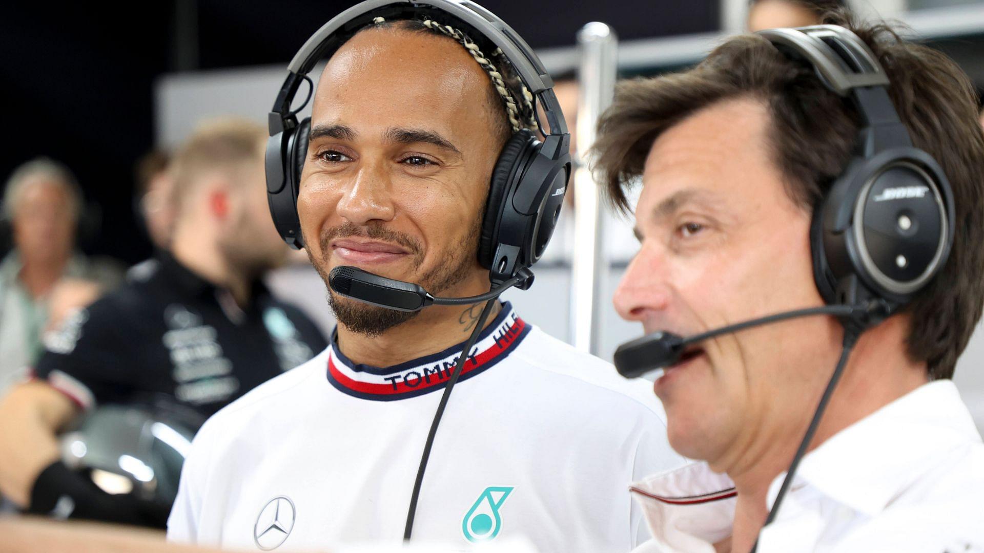 44 Lewis Hamilton (GBR, Mercedes-AMG Petronas F1 Team), Toto Wolff (AUT, Mercedes-AMG Petronas F1 Team), F1 Grand Prix of France at Circuit Paul Ricard on July 22, 2022 in Le Castellet, France.