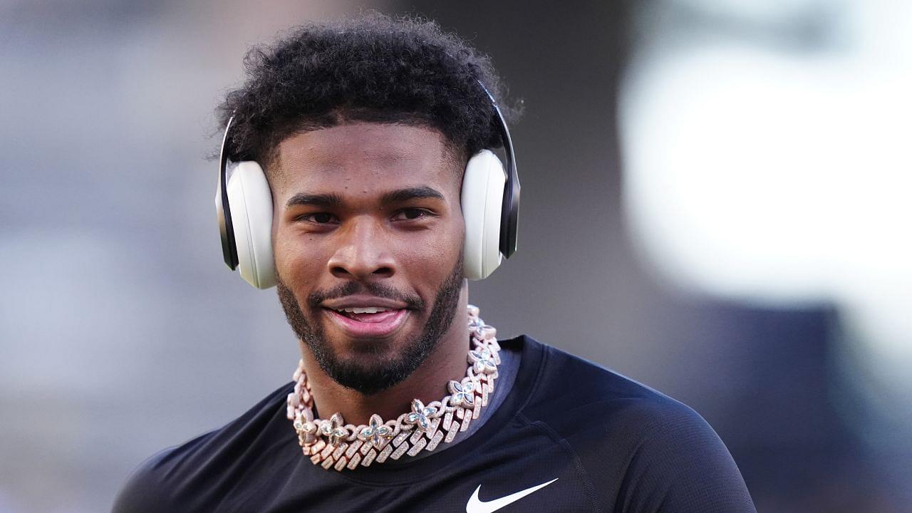 Colorado Buffaloes quarterback Shedeur Sanders (2) before the game against the Utah Utes at Folsom Field.