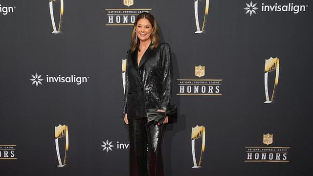 Randi Mahomes on the red carpet before the NFL Honors show at Resorts World Theatre.