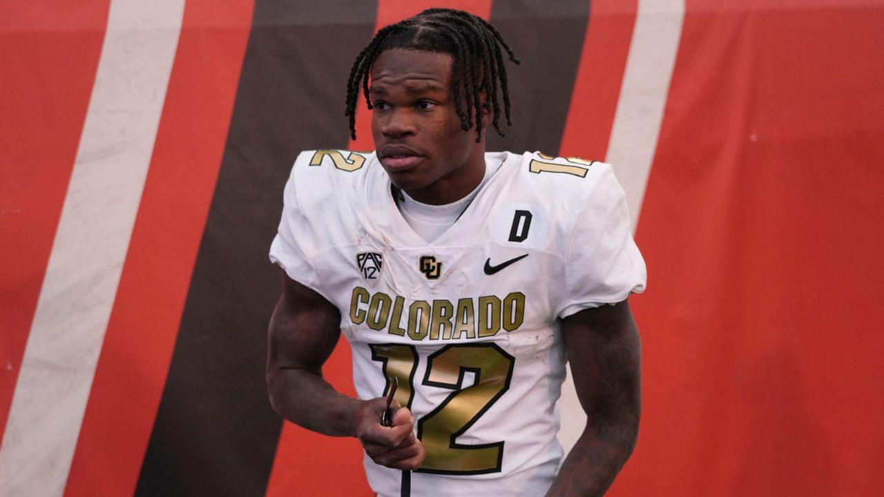 Buffaloes cornerback Travis Hunter (12) after the game with Colorado Buffaloes and Utah Utes held at Rice-Eccles Stadium in Salt Lake Ut.