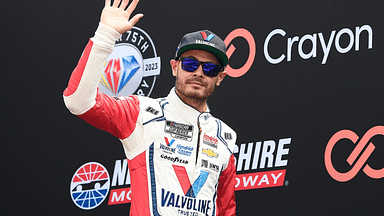 NASCAR Cup Series driver Kyle Larson (5) is introduced before the start of Crayon 301 at New Hampshire Motor Speedway.