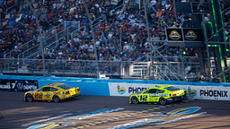 NASCAR Cup Series driver Joey Logano (22) leads Ryan Blaney (12) during the NASCAR Cup Series Championship race at Phoenix Raceway.