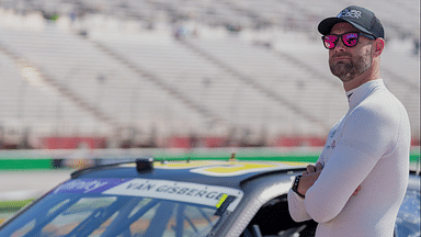 Xfinity Series driver Shane Van Gisbergen (97) awaits his turn along pit road at Atlanta Motor Speedway.