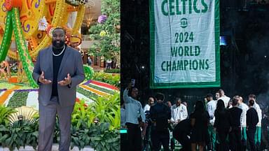 Kendrick Perkins (L) and Celtics Banner Night (R)