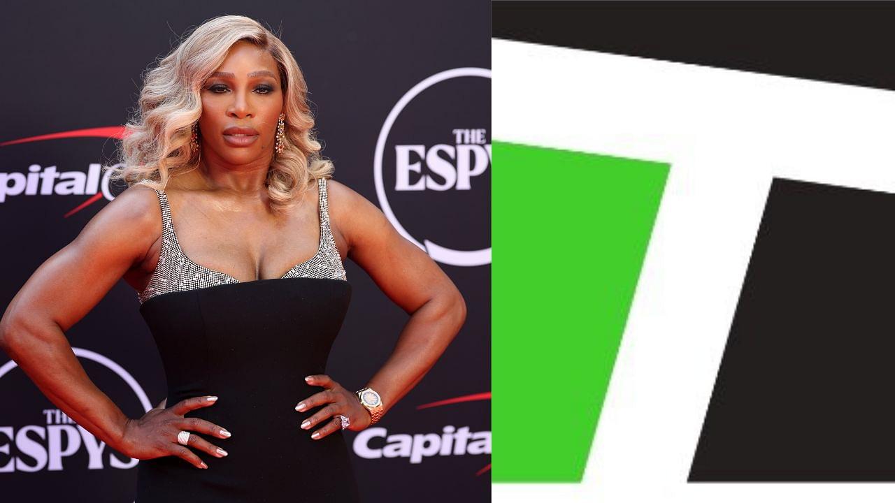 Serena Williams (L) poses at ESPY Awards 2024 and Tennis Channel logo (R)