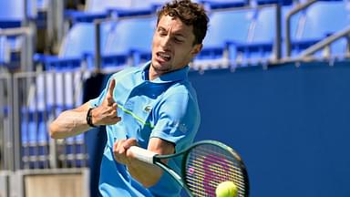 Ugo Humbert plays a shot during the Canadian Open 2024