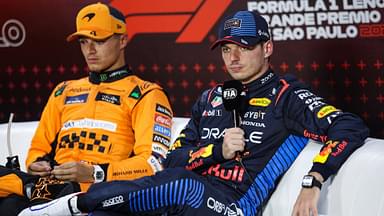 Max Verstappen of Red Bull Racing RB20 and Lando Norris of McLaren F1 Team MCL38 pose for a portrait during the Formula 1 Grand Prix of Brazil at Autodromo Jose Carlos Pace