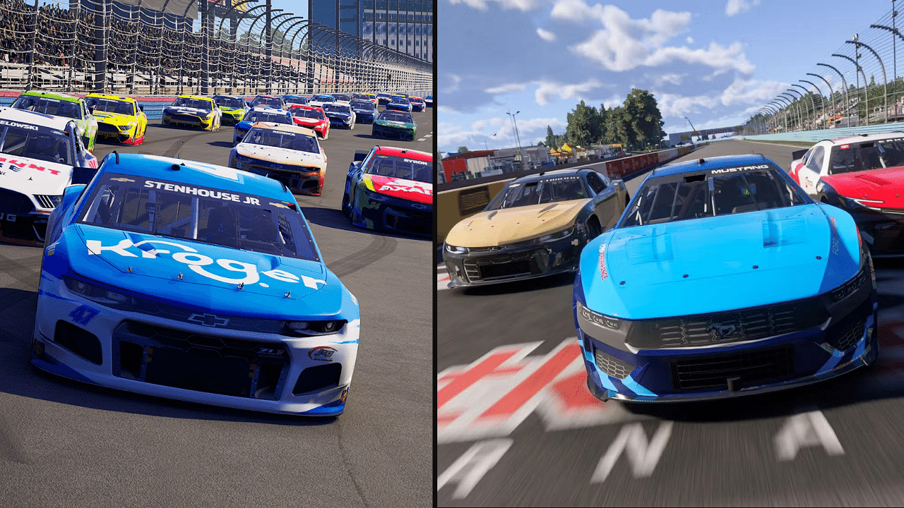 Left Image Credit: Forza Motorsports, Right Image Credits: NASCAR 21 Ignition.