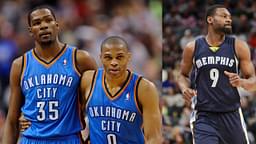 Kevin Durant and Russell Westbrook (L), Tony Allen (R).