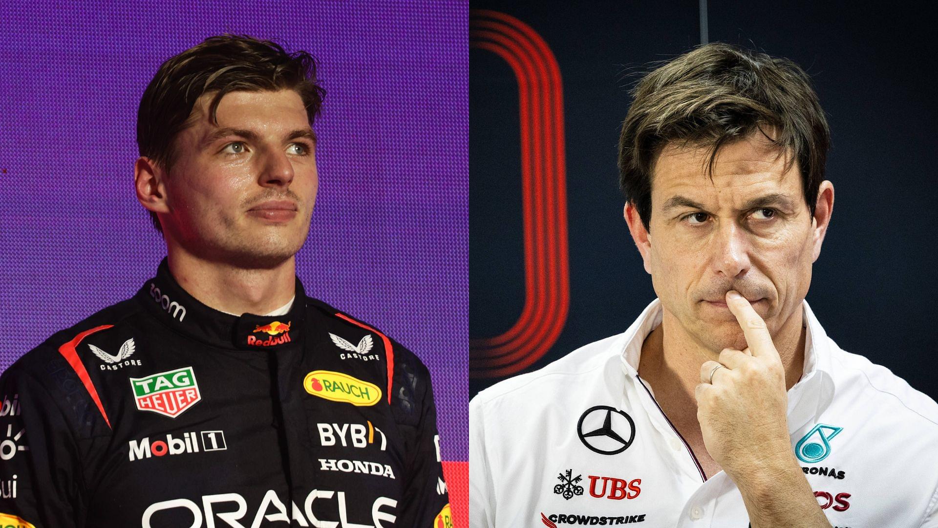 Max Verstappen (L) and Toto Wolff (R)