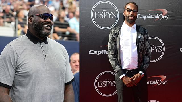 Shaquille O'Neal (L) and Baron Davis (R)