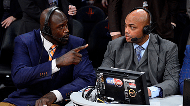 TNT broadcaster Shaquille O'Neal (left) and Charles Barkley