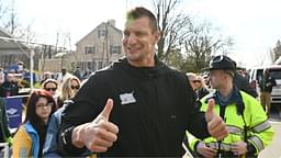 Retired NFL player Rob Gronkowski at the start of the 2024 Boston Marathon.