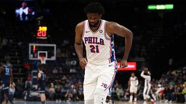 Philadelphia 76ers center Joel Embiid (21) limps to the bench during a time out during the second half against the Memphis Grizzlies at FedExForum