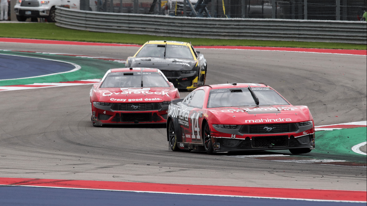 NASCAR Cup Series driver Chase Briscoe (14) leads driver Josh Berry (4) and driver Justin Haley (51) during the EchoPark Automotive Grand Prix at Circuit of the Americas.