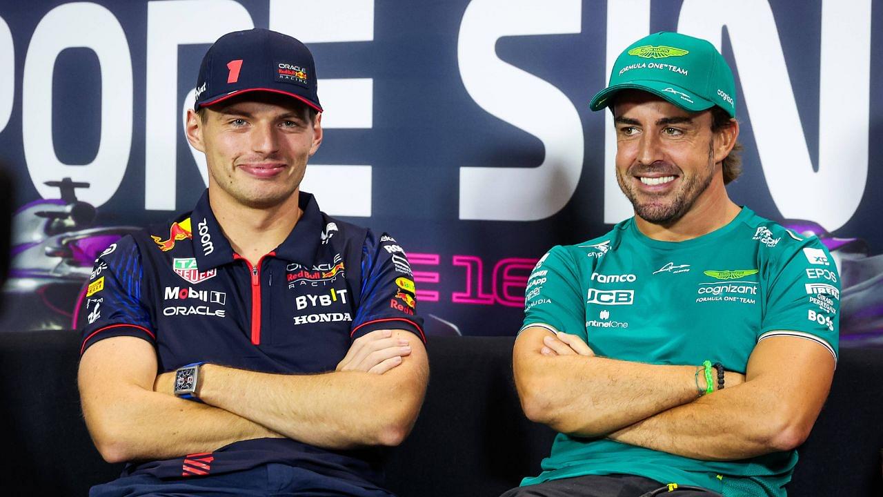 1 Max Verstappen NLD, Oracle Red Bull Racing , 14 Fernando Alonso ESP, Aston Martin Aramco Cognizant F1 Team , F1 Grand Prix of Singapore at Marina Bay Street Circuit