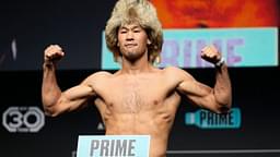 Shavkat Rakhmonov at the ceremonial weigh-ins at MGM Grand Garden Arena for UFC 285 -Jones vs Gane : Ceremonial Weigh-ins on March 3, 2023 in Las Vegas, NV, United States.