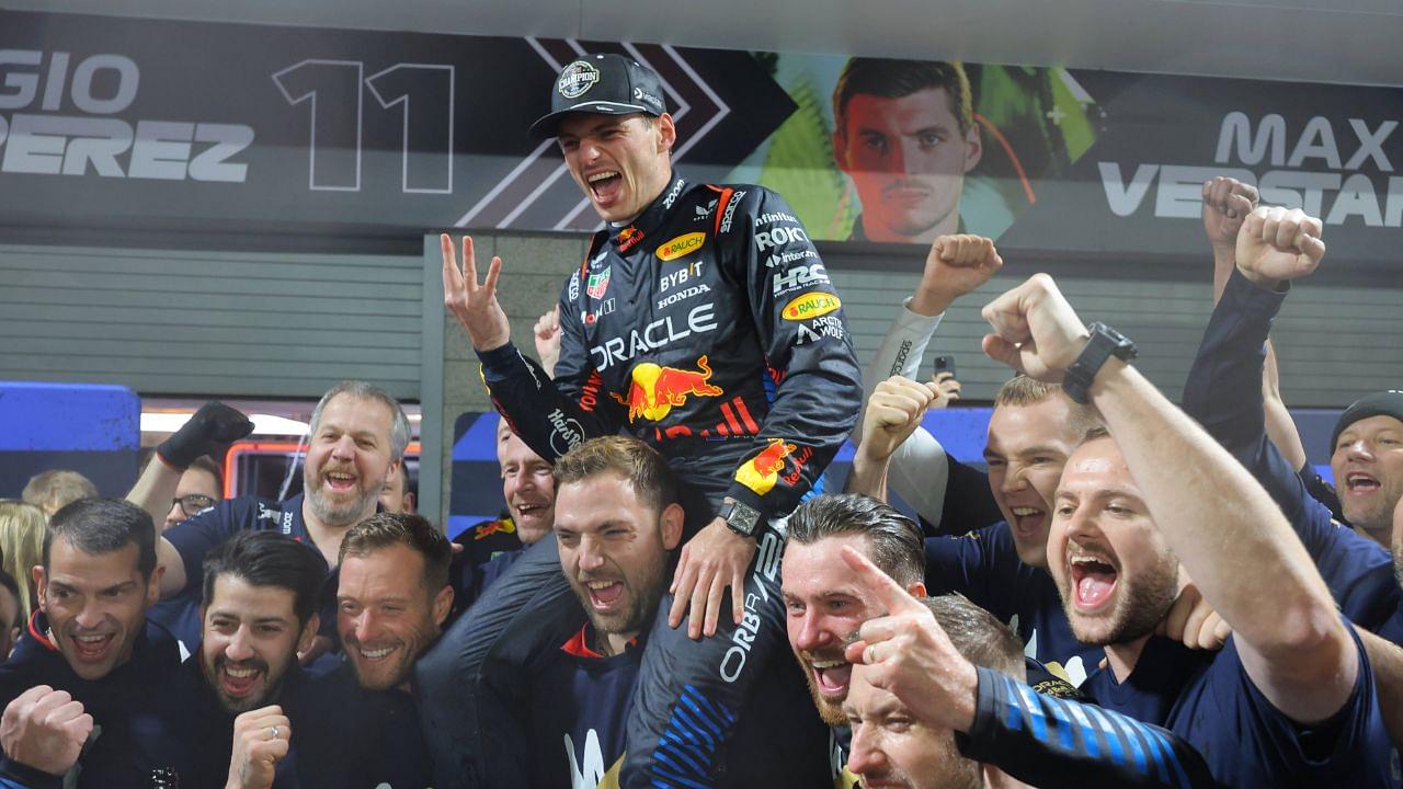 In the picture Max Verstappen NLD , Oracle Red Bull Racing becomes Formula 1 World Champion for the fourth time