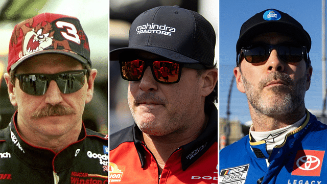 (L-R) NASCAR Cup Series champions Dale Earnhardt, Tony Stewart and Jimmie Johnson