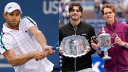 Andy Roddick (L), Taylor Fritz (C) and Jannik Sinner (R)