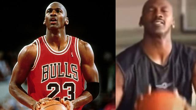 Michael Jordan shooting a free throw (L) and Snapshot from the tutorial video (R)