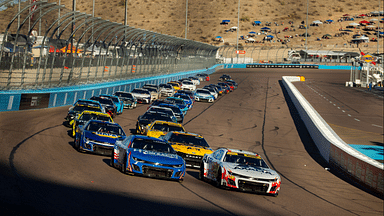 NASCAR Cup Series driver Kyle Larson (5) races alongside William Byron (24) during the NASCAR Cup Series Championship race at Phoenix Raceway.