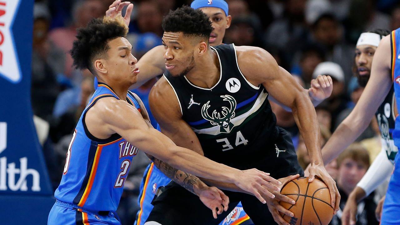 Giannis Antetokounmpo in action against OKC