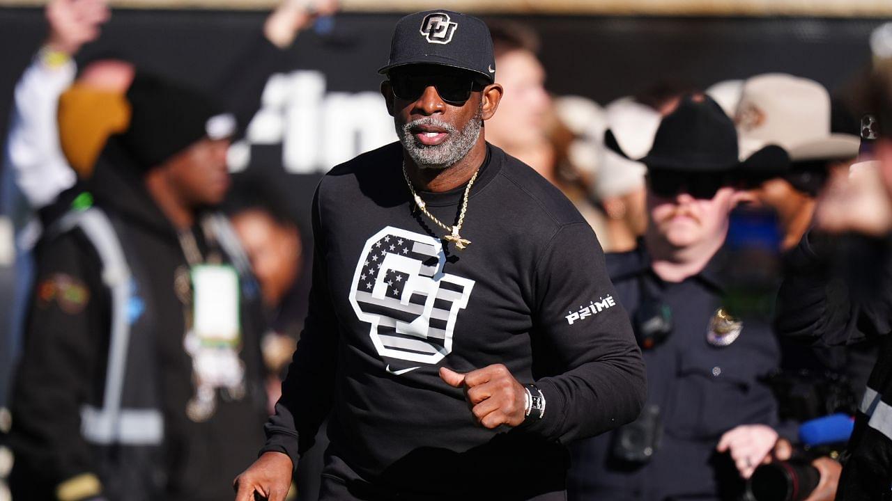 Colorado Buffaloes head coach Deion Sanders looks on before the game against the Utah Utes at Folsom Field.