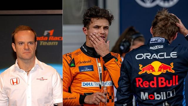 Rubens Barichello(L), Lando Norris(C), Max Verstappen(R)