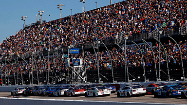 NASCAR Cup Series driver Brad Keselowski (6) and NASCAR Cup Series driver Tyler Reddick (45) lead a restart during the Goodyear 400 at Darlington Raceway.