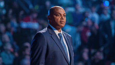 NBA great Charles Barkley is honored for being selected to the NBA 75th Anniversary Team during halftime in the 2022 NBA All-Star Game