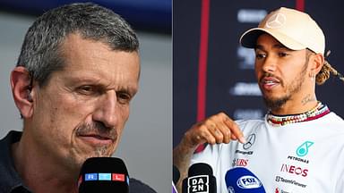 Guenther Steiner(L), Lewis Hamilton(R)