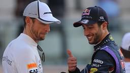 Jenson Button (GBR) McLaren Mercedes MP4-29 and Daniel Ricciardo (AUS) Red Bull Racing RB10 Abu Dhabi Grand Prix