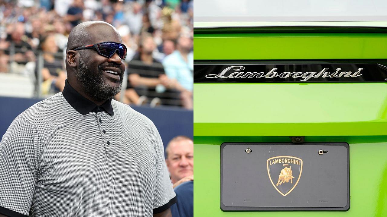 Shaquille O'Neal and the iconic Lamborghini logo