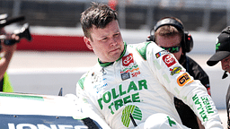 NASCAR Cup Series driver Erik Jones (43) climbs from his car during qualifying for the Cook Out Southern 500 at Darlington Raceway.